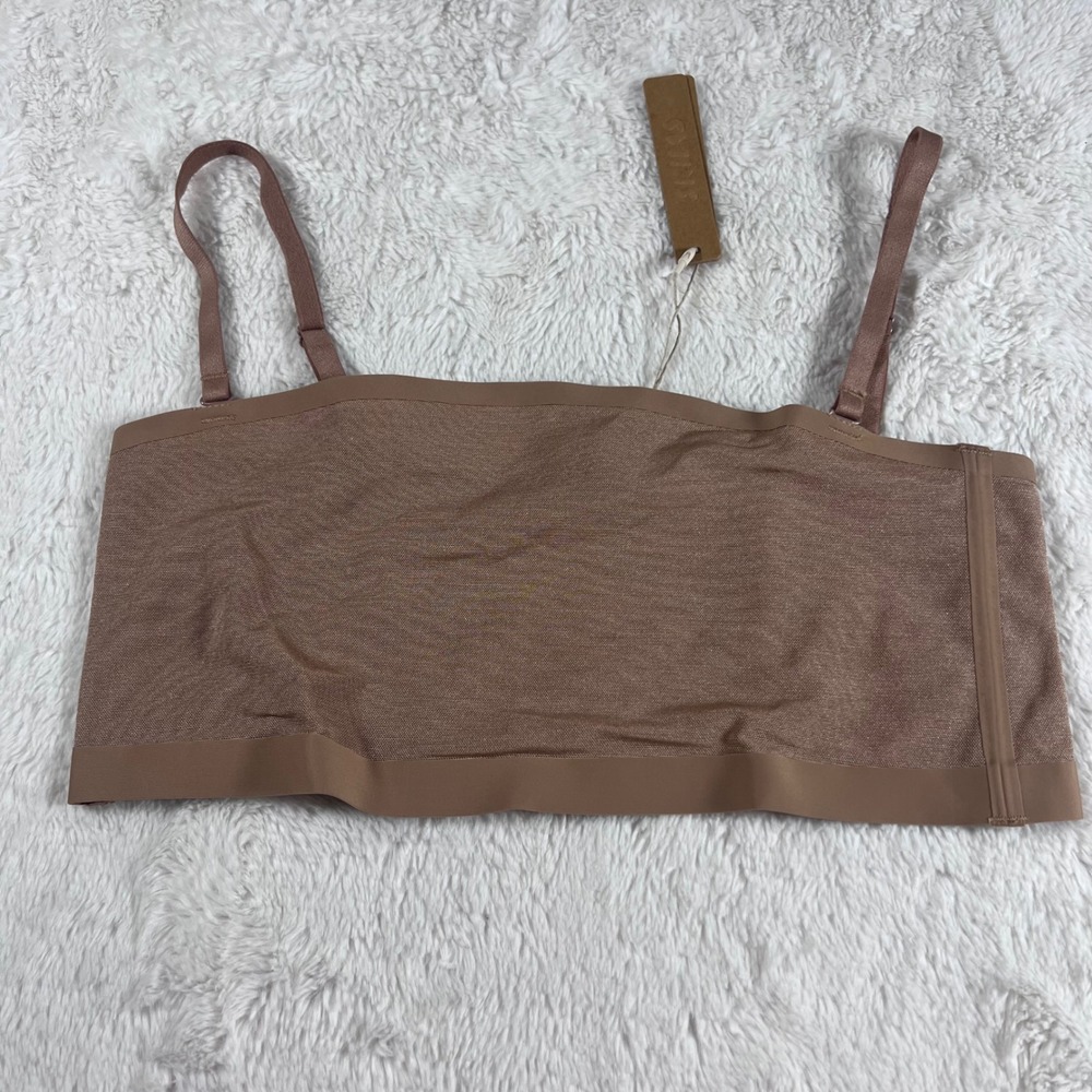 SKIMS Fits Everybody Bandeau Bra Sienna Brown Adjustable Straps Size Large NWT